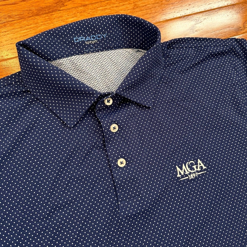 B Draddy Sport Golf Polo Shirt Mens Large Dot Pattern MGA 1897 Metropolitan Golf